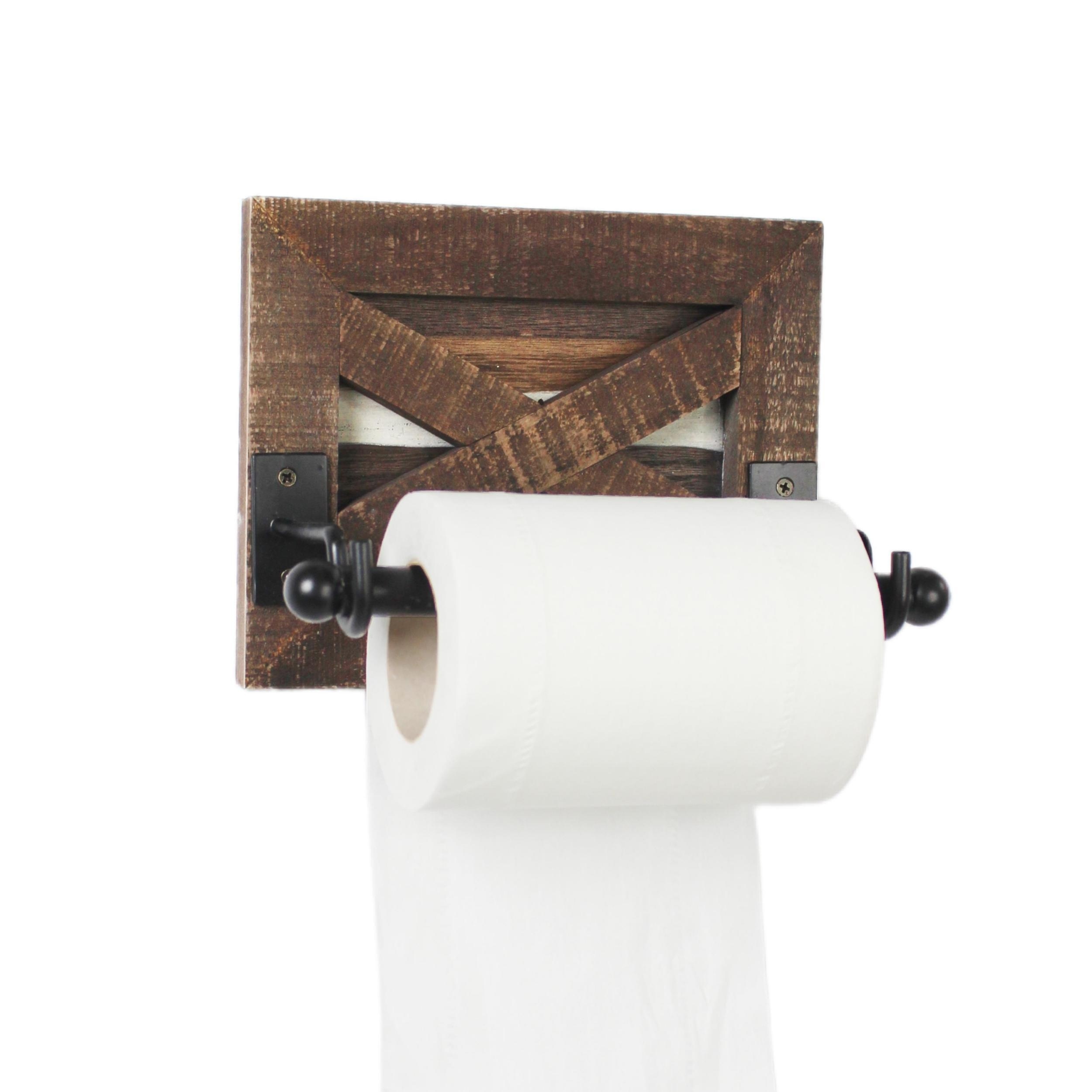 

1pc Farmhouse Toilet Paper Holder For Bathroom, Rustic Wood Wall Mount Toilet Roll Paper Holder, Toilet Bathroom Accessories, Bathroom Decor