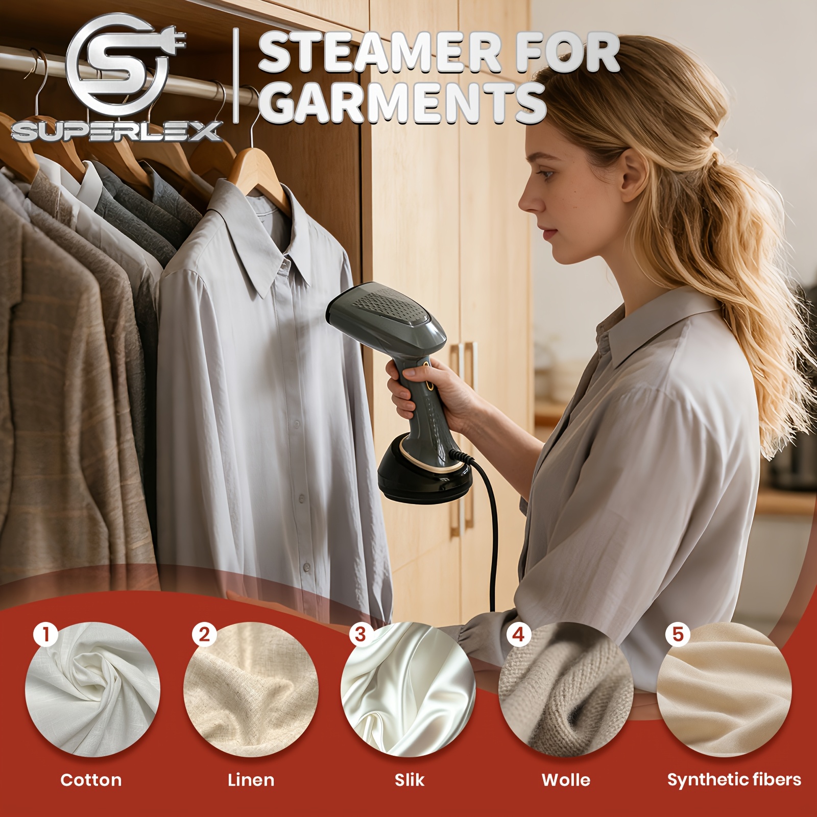 TEMU Superlex Multi-functional Garment Steamer, 350ml Large-capacity Steam, 1.9m Long Power Cord, Fast And Deep Wrinkle Removal, Suitable For Shirts,