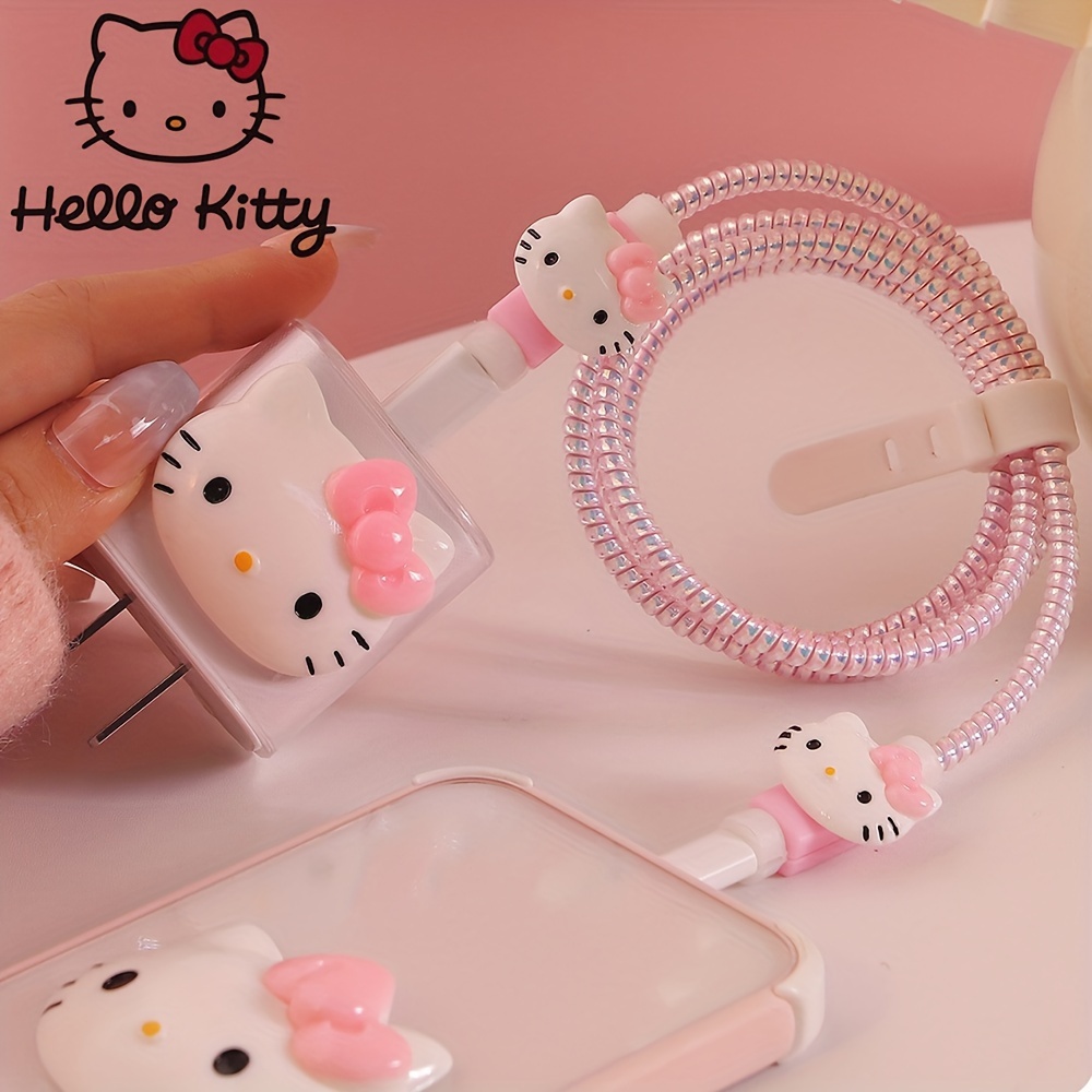 

Silicone Protective Case For Iphone 20w Charger, Charger & , Featuring A Cute Cartoon Hello Kitty Design.