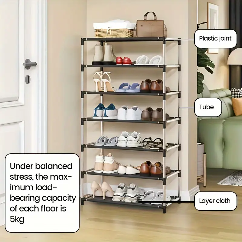 многоуровневая обувная полка, которая может вмещать 18-21 пар обуви, черная обувная полка для хранения и организации, многофункциональная полка для хранения, экономящая место, обувная полка, подходящая для двери, спальни, простая сборка, детали 0