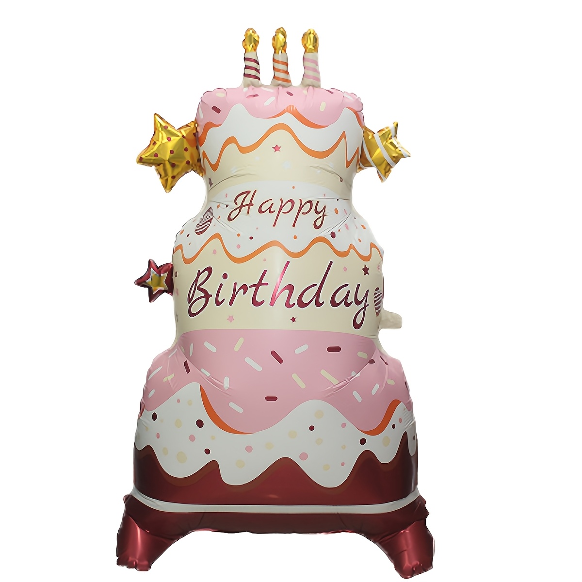 197cm Stand Birthday Party Balloon | Happy Birthday Cake Shape Foil Balloons, Birthday Party Decorations, Mixed Color, Universal Holiday Use