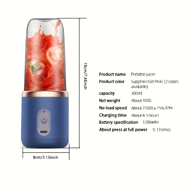A Multifunctional Portable Blender, Rechargeable And USB Dual Power Supply, Food Grade PP And Plastic, Working Voltage 36V, Very Suitable for Juice, Milkshake And Fruit Juice