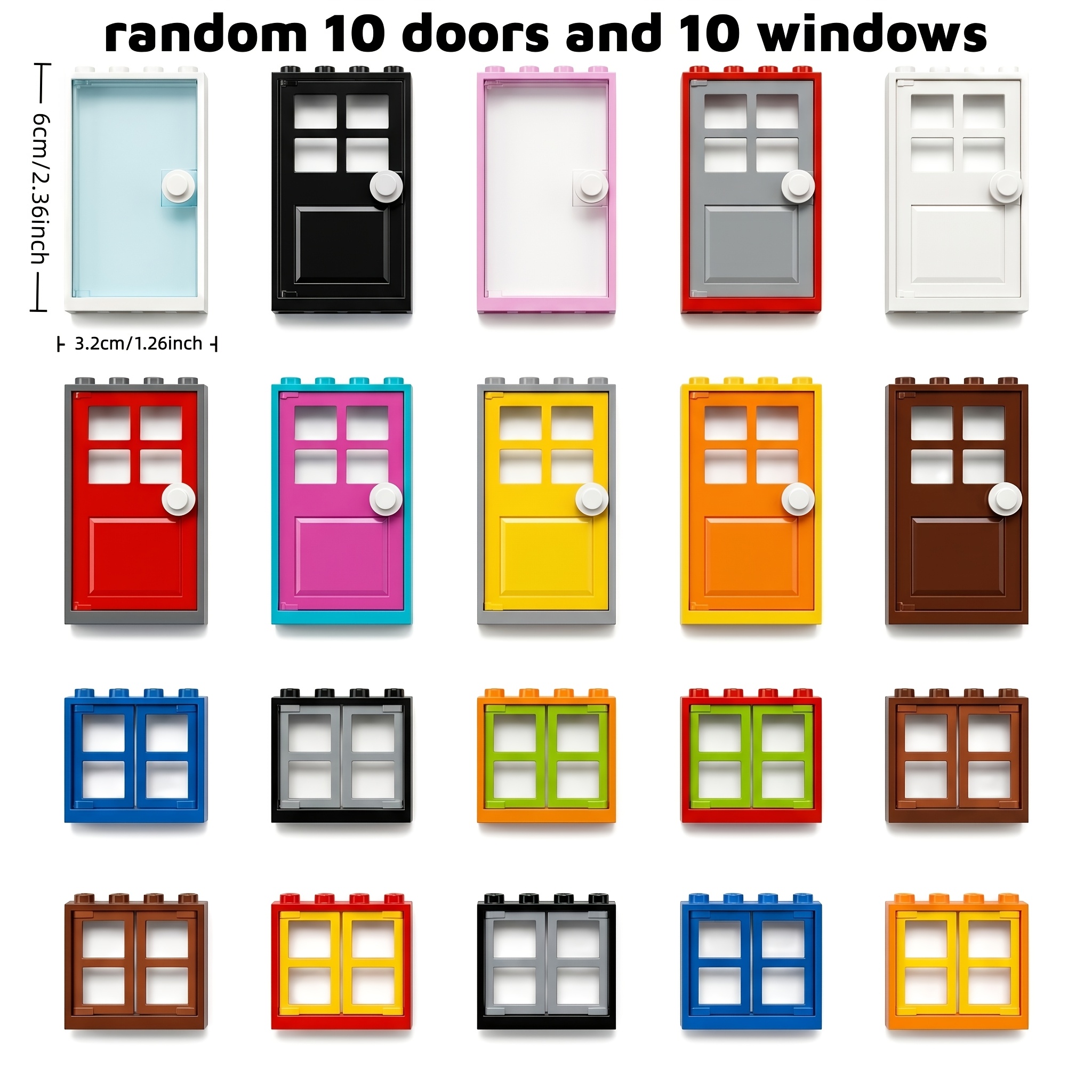 Image of Ideamoc Moc 10 Doors 10 Windows Building Blocks Toys Architecture Assembly Additions Bricks Toys Gifts Toy (random Colors)
