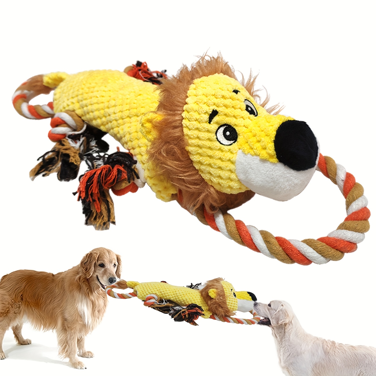 TEMU Squeaky Dog Toy Designed For Heavy Chewers - Sturdy Plush Tug Toy To Entertain Small, Medium, And Large Dogs, Without Battery