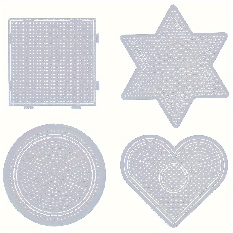 

4-piece Set Clear Pe Fuse Bead Pegboards - 2.6/5mm Square & Circle Templates For Diy Jewelry Making