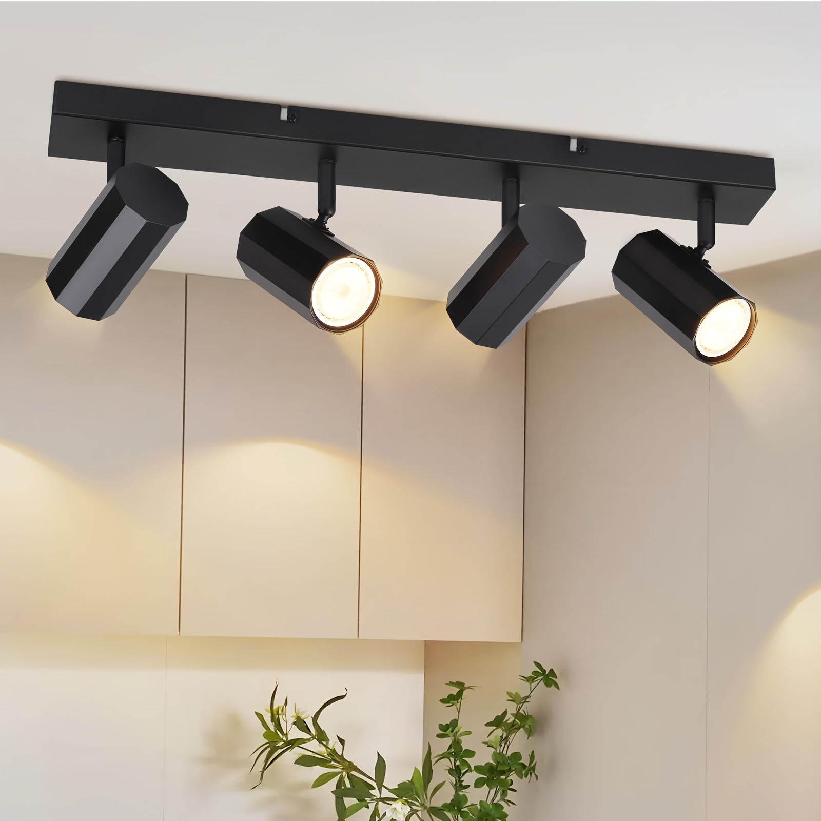Image of Ceiling Spotlight 1/2/3/4 Bulbs Kitchen Light Gu10 - Black Ceiling Spotlight Hallway Wall Light 355° Rotatable Ceiling Light Spotlight Modern Ceiling Light Suitable For Room Bedroom (without Bulbs)