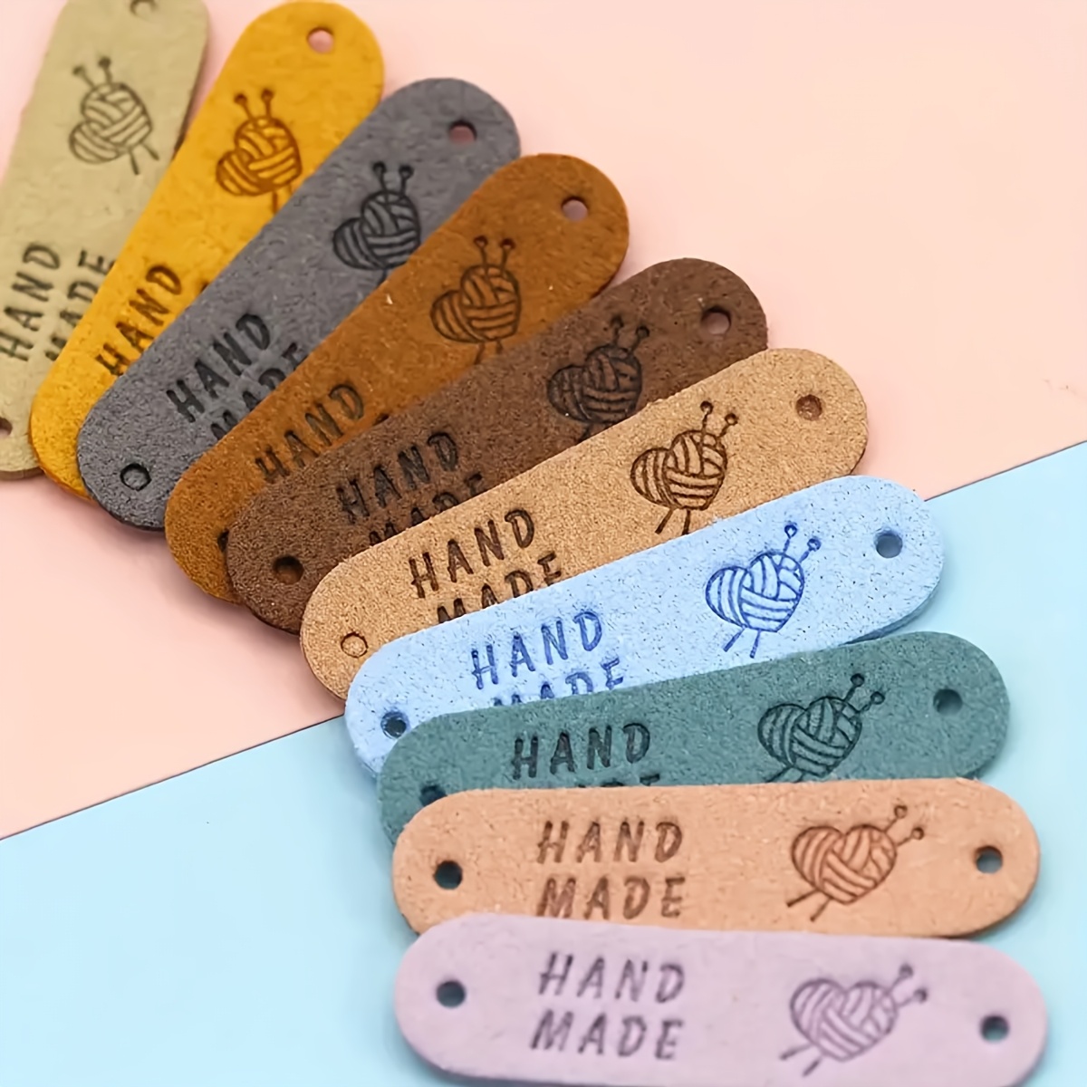 

20pcs Assorted Colors Handcrafted Leather Tags Heart Embossing, Ultra-, Pre- For Diy Crafts, Sewing, Hats, Wallets & Apparel