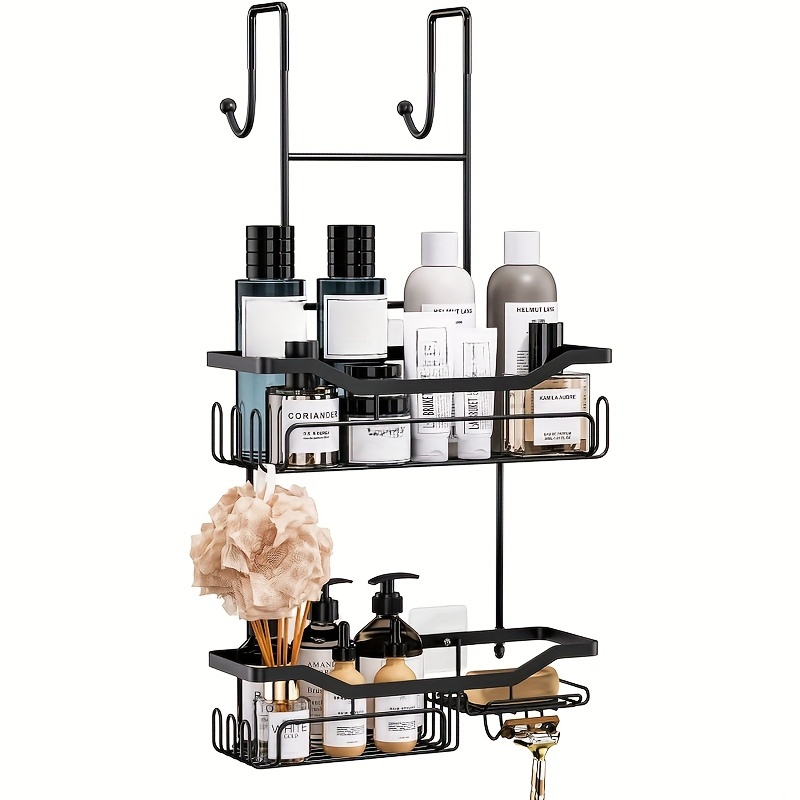 

1pc Shower Caddy Hanging Over The Door, 2 Tier No Drilling Bathroom Shelf, Shower Shelf With Soap Holder, Waterproof Rust Resistant Shower Rack For Shampoo, Conditioner, Soap, Towel