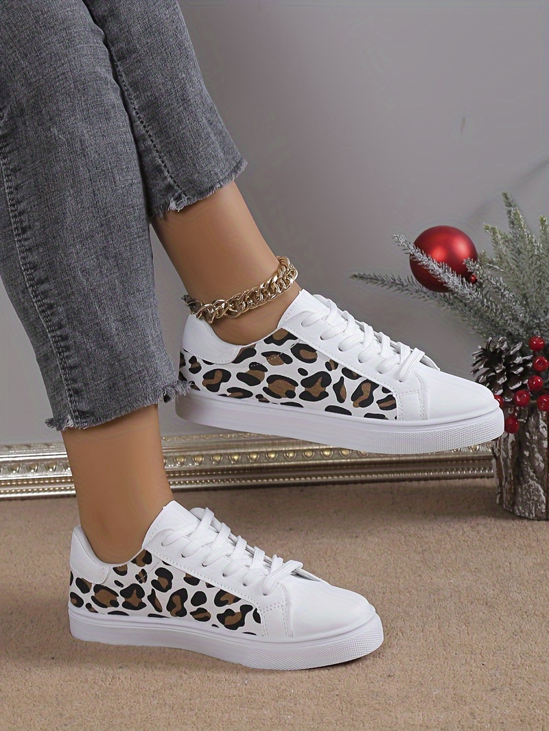 Zapatillas De Skate Con Estampado De Leopardo, Zapatillas Deportivas  Antideslizantes Para Mujer, Zapatos Deportivos Casuales Y Versátiles Con C