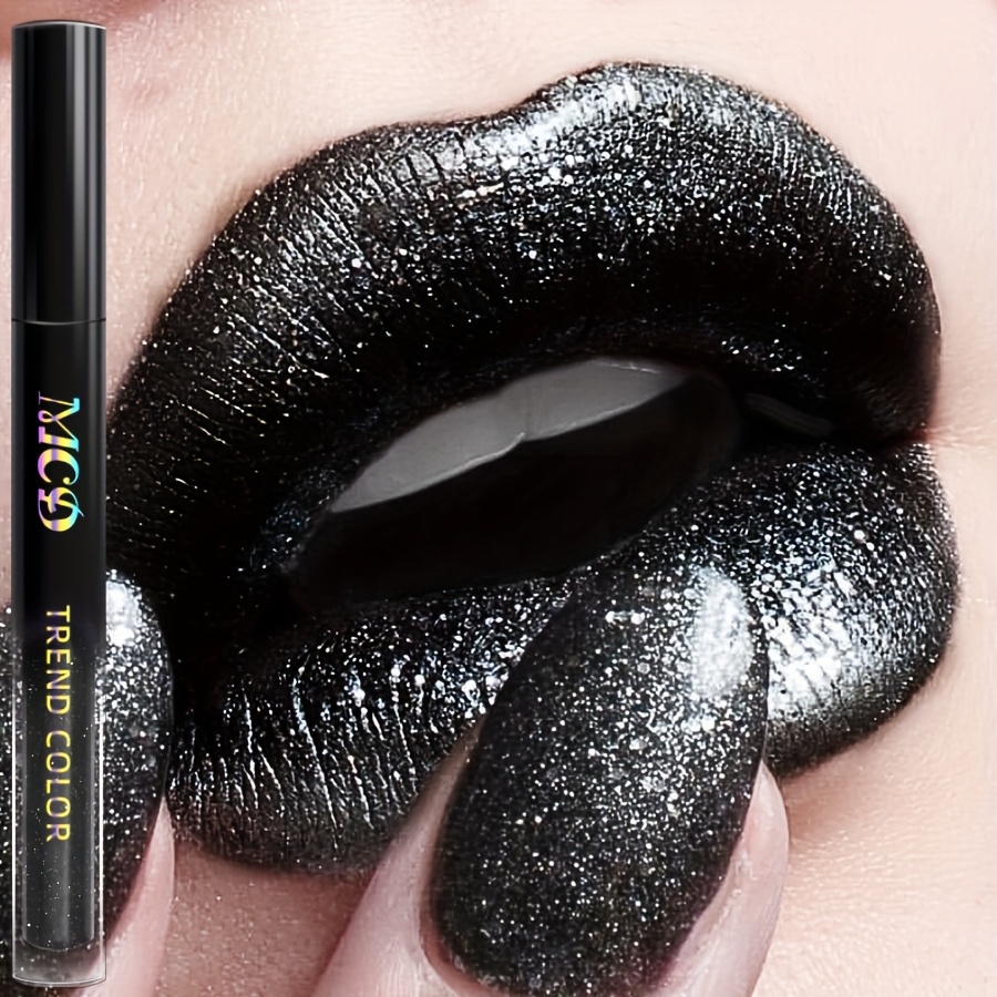 Image of Black Lipstick Long Waterproof Lasting Lipstick Lip Plumper Lip Oil Lip Tint Moisturizing Lip Balm High Pigmented Lip. Lipstick Long Waterproof Lasting Lipstick, Halloween, Halloween Makeup