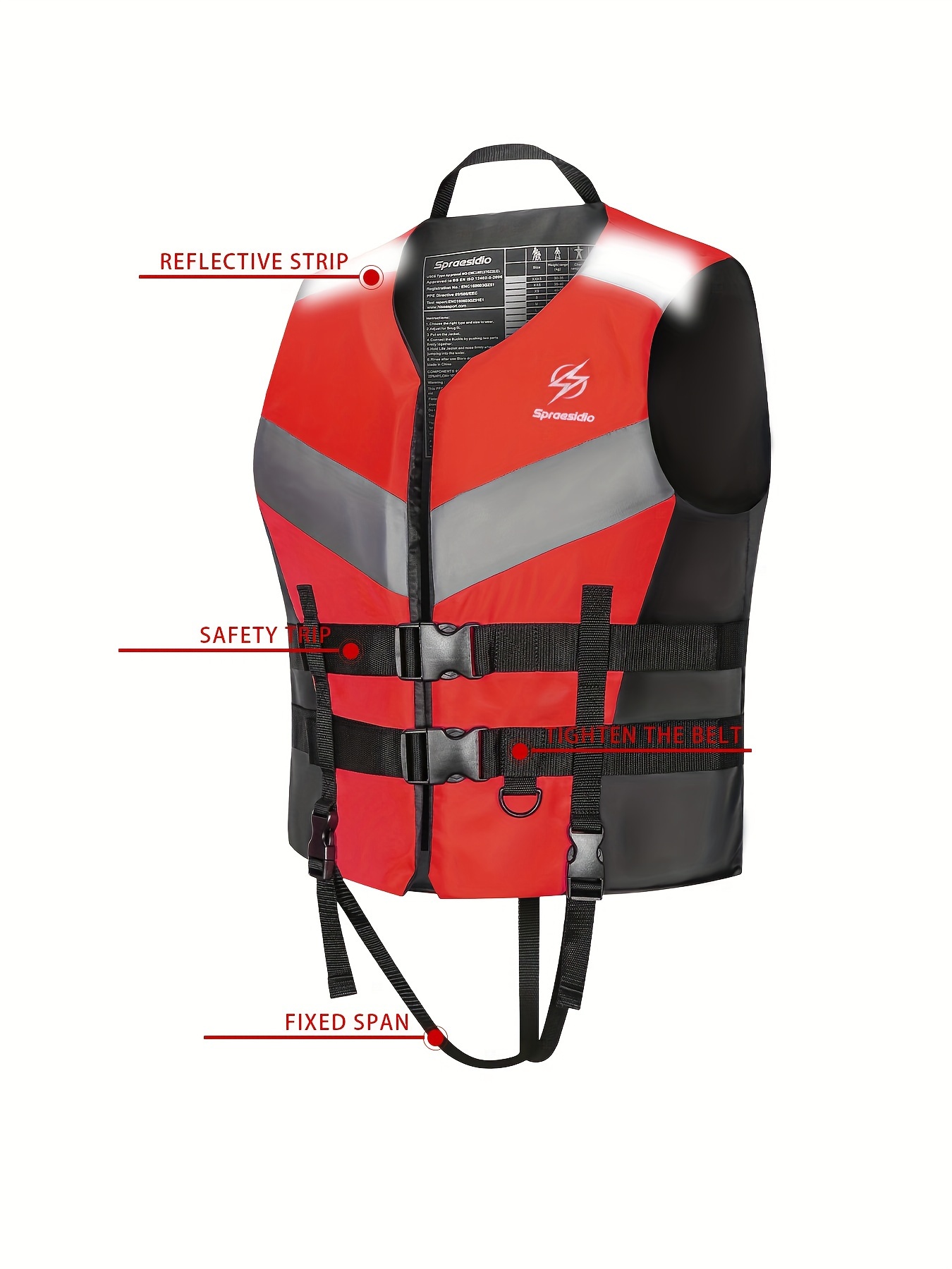 Adult Life Jacket Warm Neoprene Buoyancy Vest Outdoor Accessories (XXL Red)