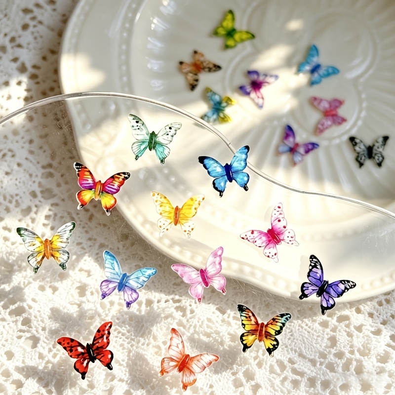 TEMU 160pcs Mini 3d Resin Butterflies, Realistic Colorful Insect Ornaments With , For Nail Art, Jewelry Making, Wedding Decor And Scrapbooking