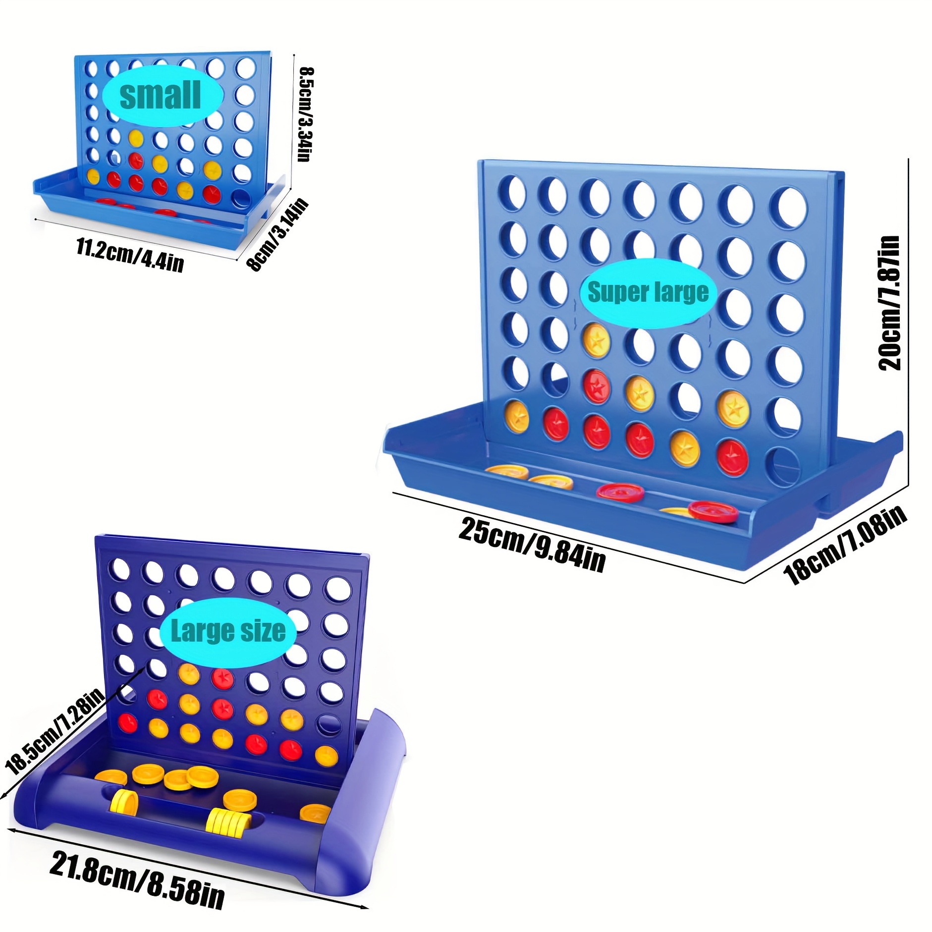 Large 4-in-1 Connect & Win! Portable 2-Player Board Game - Strategy Game for Kids, Travel-Friendly with Colorful Pawns & Dice, Perfect Gift for Birthdays & Parties, Party Game, Playful Packaging, Durable Plastic