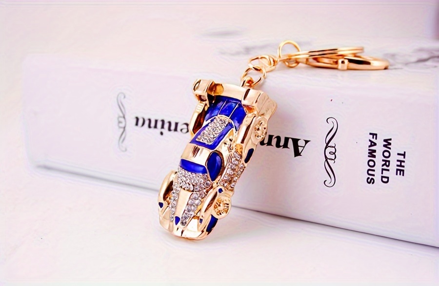 Chic Rhinestone Sports Car Keychain - Zinc Alloy Metal Pendant, Perfect Gift for Men & Women details 4