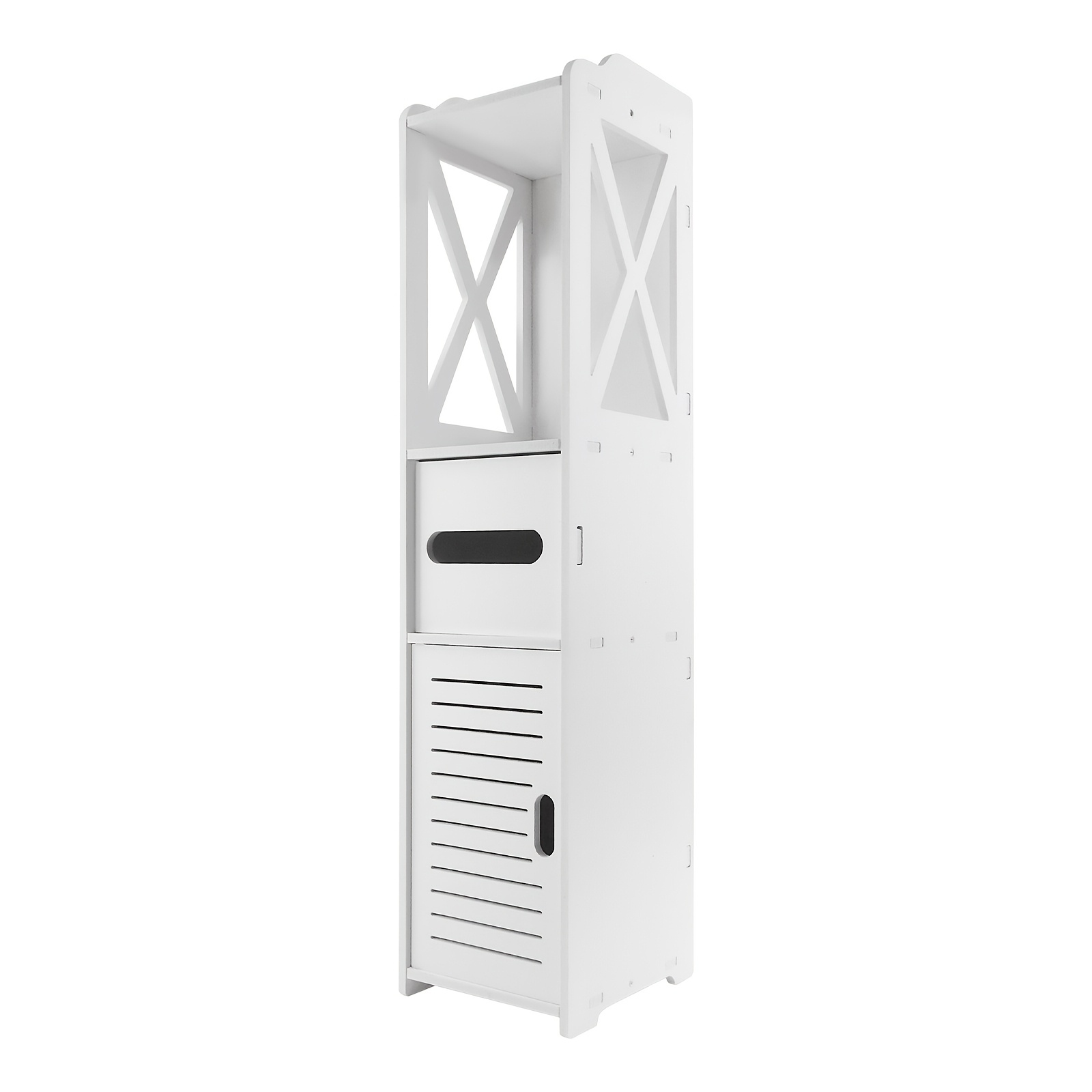 TEMU Bathroom Storage Cabinet Unit, White Storage Shelf Organizer, Slim And Tall Toilet Tissue Cabinet, Freestanding Storage Cupboard Space-saving