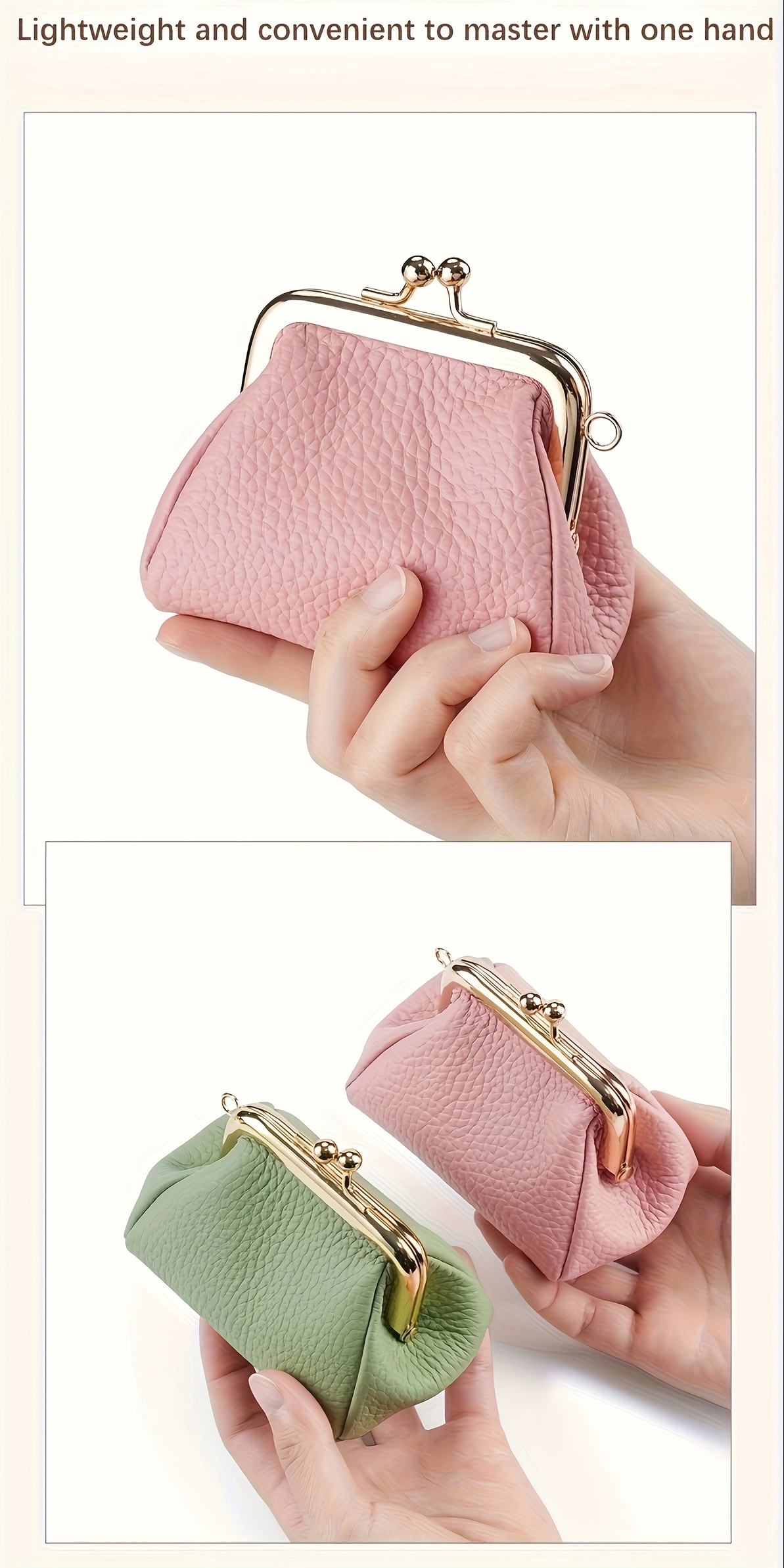 진짜 가죽 미니 빈티지 코인 지갑 브랜드 키스락 디자인 잔돈 지갑 새로운 귀여운 코인 지갑 동전 정리 파우치 - Temu  Republic of Korea