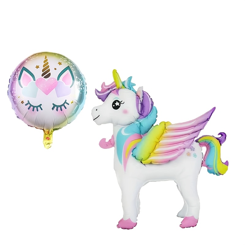 2pcs Standing 33-inch Unicorn-shaped Circle Balloons, Birthday Party Atmosphere Decoration, Gathering Event Gift Props, Indoor And Outdoor Room Decor