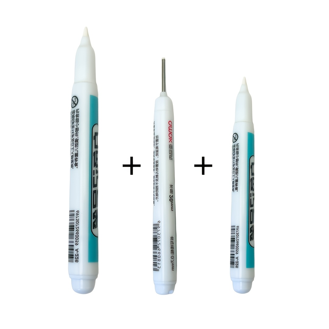 TEMU 3pcs Set Of White Marker Pens, High Quality Gel Pencils, Tire Notebooks, Drawing Pens In 0.7mm, 1mm, And 2.5mm, Quick-drying, High Quality, And