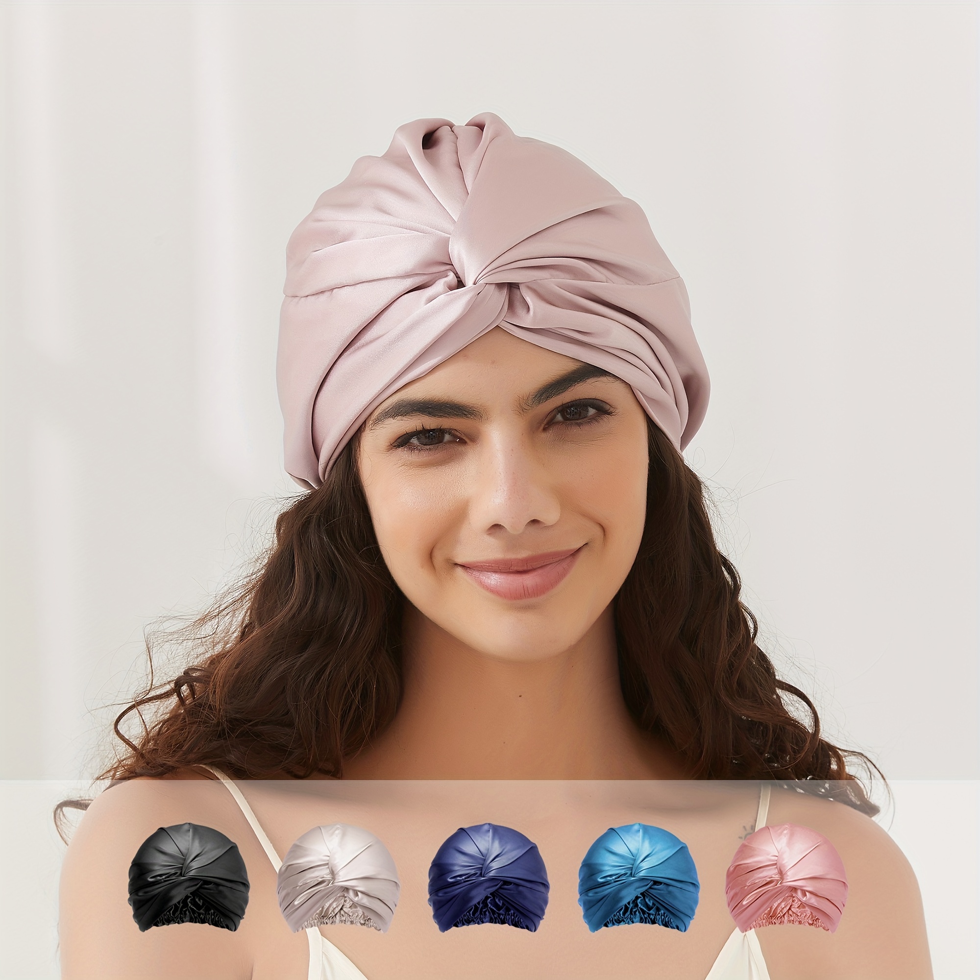 

Double-layer Extra Large Protective Hair Bonnet, Dual-sided Smooth Silk Sleep Cap For Hair Nourishment And Moisture , Non-feather Woven Silk Hair Turban With Inelasticity - Hair Care Sleep Cap