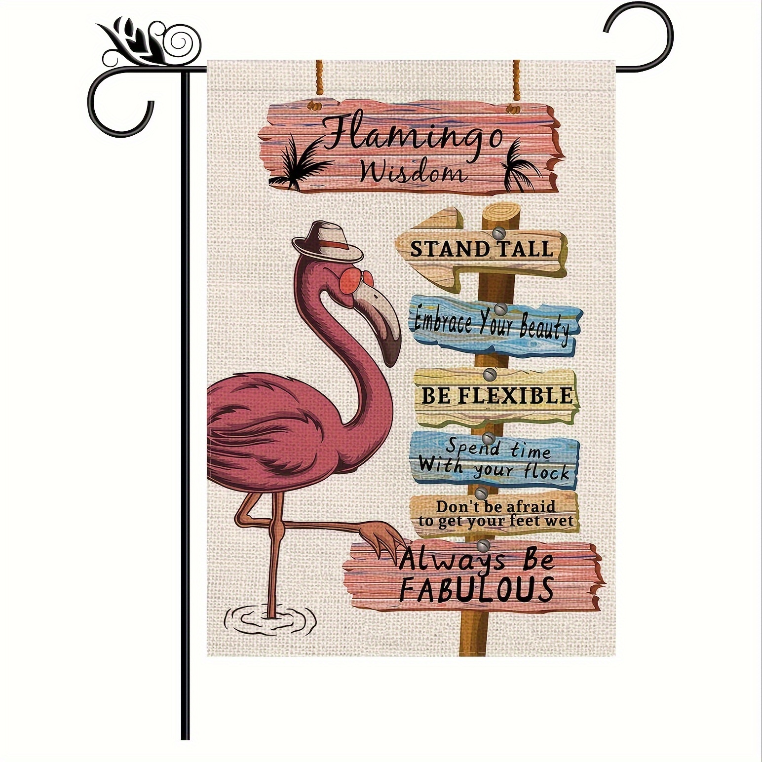 

Flamingo Wisdom Double-sided Garden Flag - 12.5" X 18" Outdoor Pool Rules & Summer Party Decor, Durable Polyester