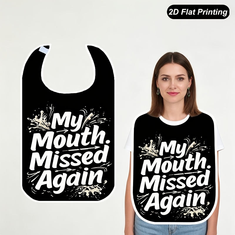 TEMU 1pc Adult Bibs For Women Men And Elderly, Messy Eating Funny 2d Flat Print Dining Apron, Feeding Bib For Adults, Parties, Dining, And Home Use,