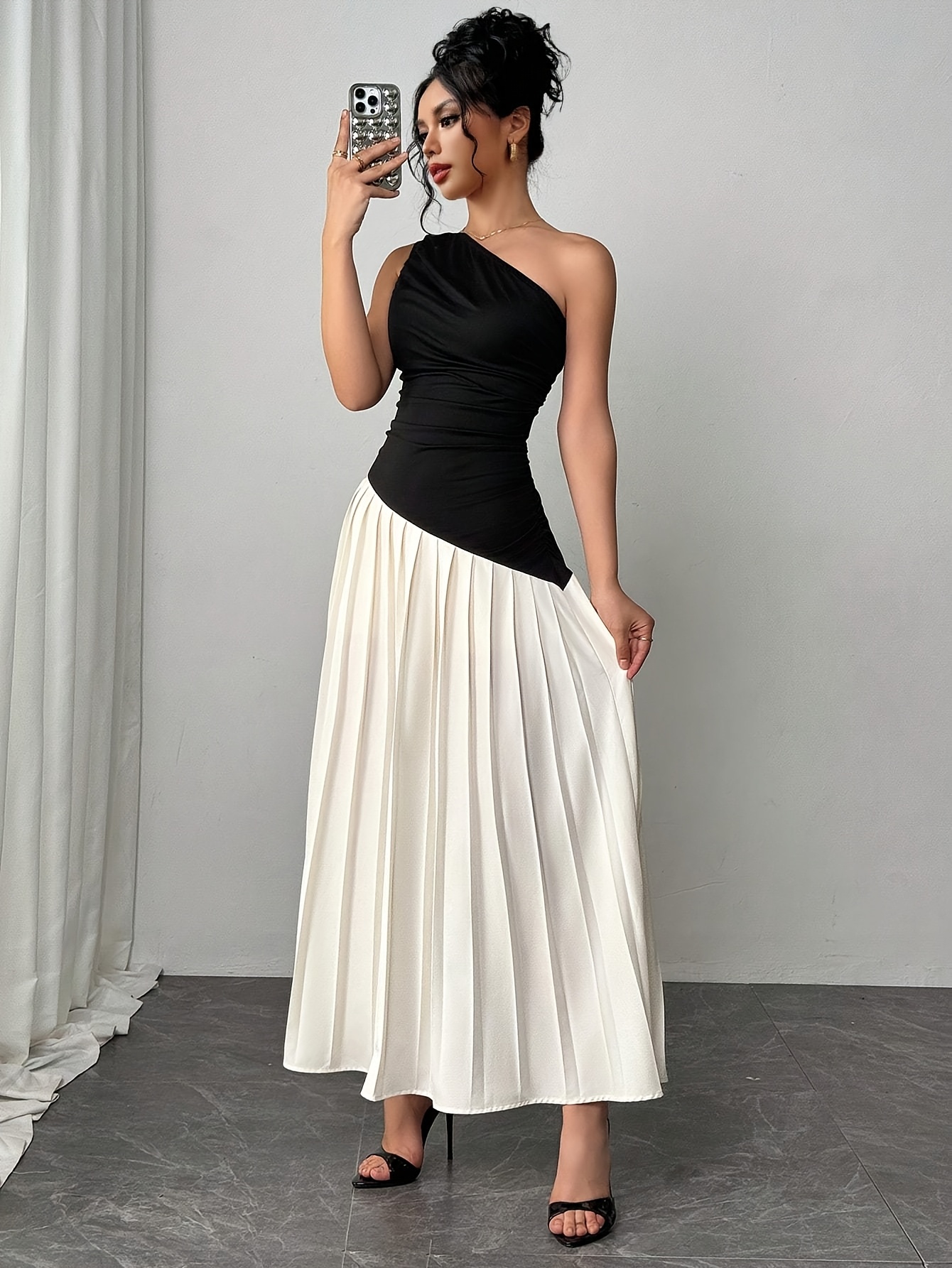 chinese dress ladies A Bit Extra Two Tone Cape Fabric Maxi Dress – La Epoca Fashion Boutique main image 1