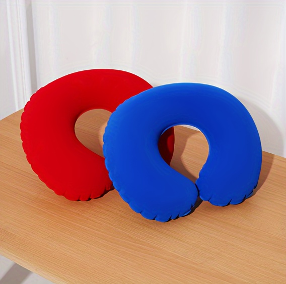 1pc inflatable c shaped pillow travel pillow inflatable pillow car airplane neck round pillow details 1