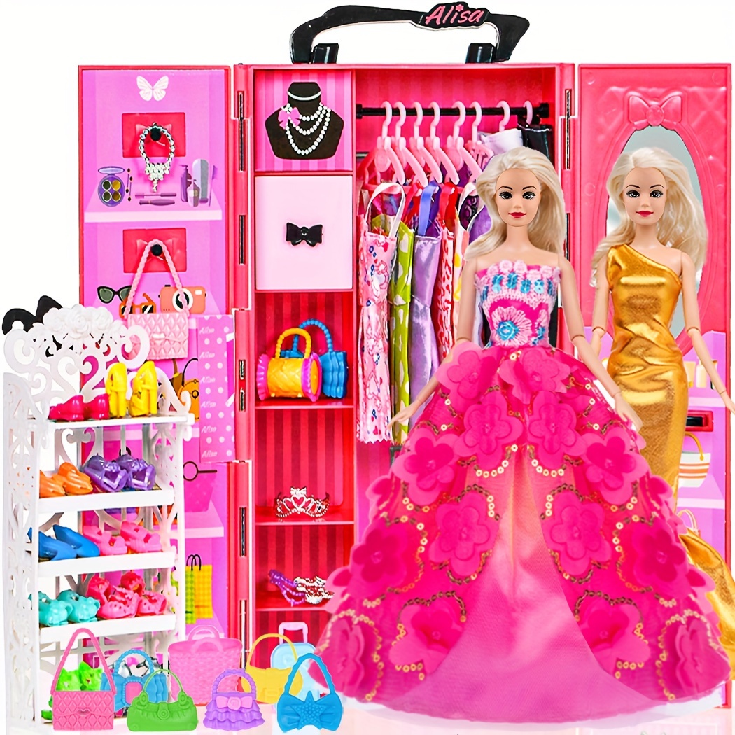 

105 Doll Clothes And Accessories Doll Closet For 11.5 Doll Including , , , , Necklace (no Doll)