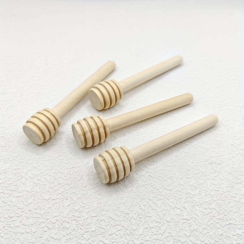 

10pcs Premium Wooden Honey - Smooth, Stirring Sticks For Honey, Jam, & More - Wood With Ridged Design - Gadget For Easy , Honey Stirring Sticks | Ridged Handle Grip | Wooden Construction