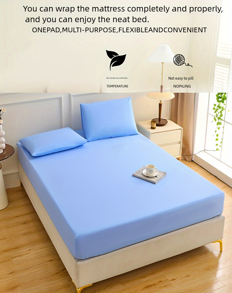 1  polyester fitted sheet pillowcase not included breathable and comfortable solid color mattress protector   sheet for   details 4