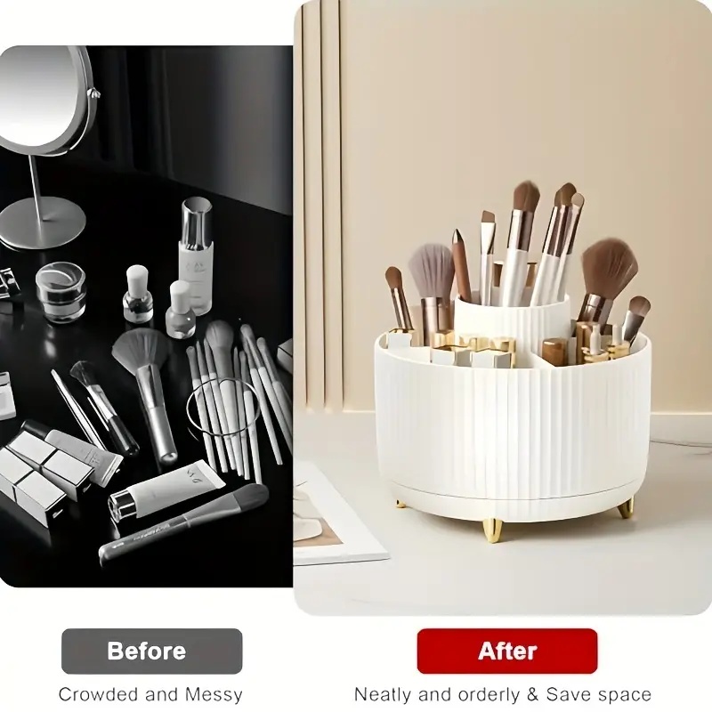 capaciteit make-up kwasten organizer, 360° draaibare make-up opbergstandaard, geschikt voor make-up tafel decoratie, past in 5 kamers, badkamer aanrecht, bureau opbergdoos en cosmetica display  , parfum organizer 8