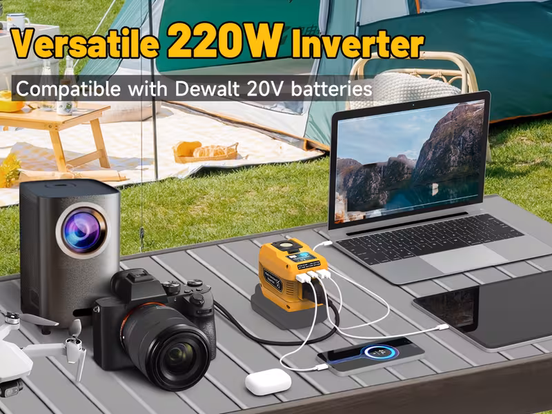 220w power inverter compatible with 18v 20v battery 18v to ac 110v portable power station generator with 2 usb a 1 type c 1 ac outlet 400 lumen acrylonitrile butadiene styrene plastic battery not Product details 0