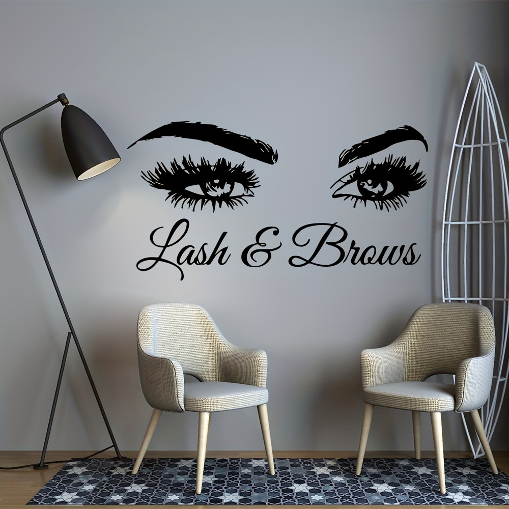 

1pc Lash & Brows Wall Decal, Artistic Eye Design, Removable Pvc Sticker For Bedroom, Living Room, Hallway, Window Display, Decorative Artwork