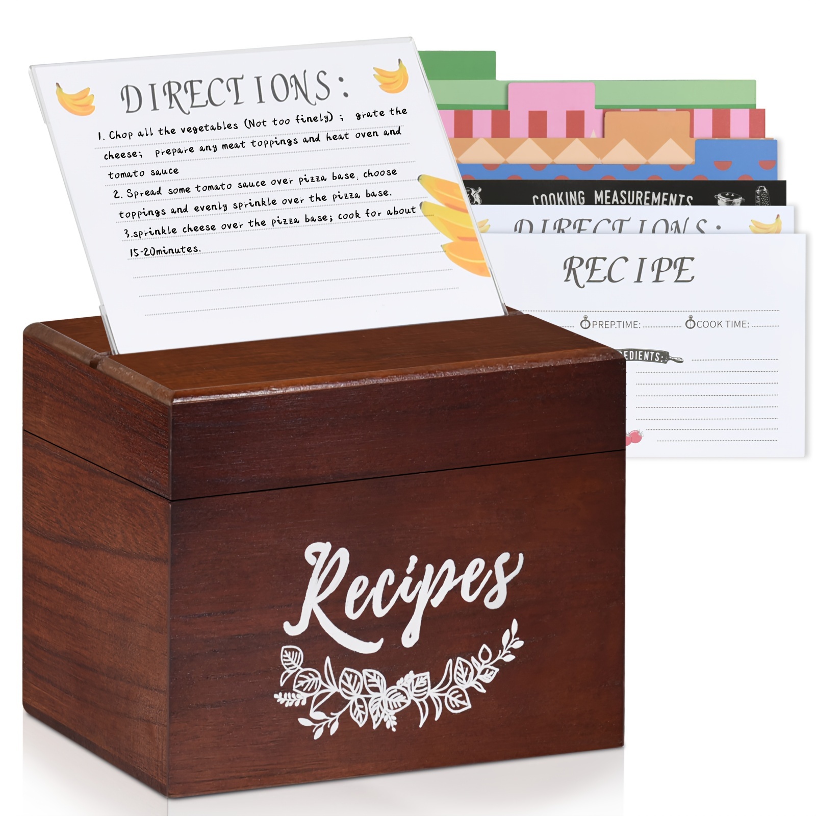 

Box With 80 4inx6in Recipe Cards, Organizer With Dividers, Recipe Cards And Box Set For Kitchen Counter, Christmas Gifts