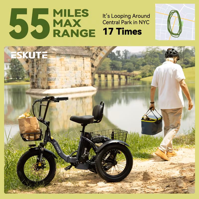gifts festivals e three wheeled electric bicycle folding 18x3 0 wide tires long range 624wh battery Product details 7