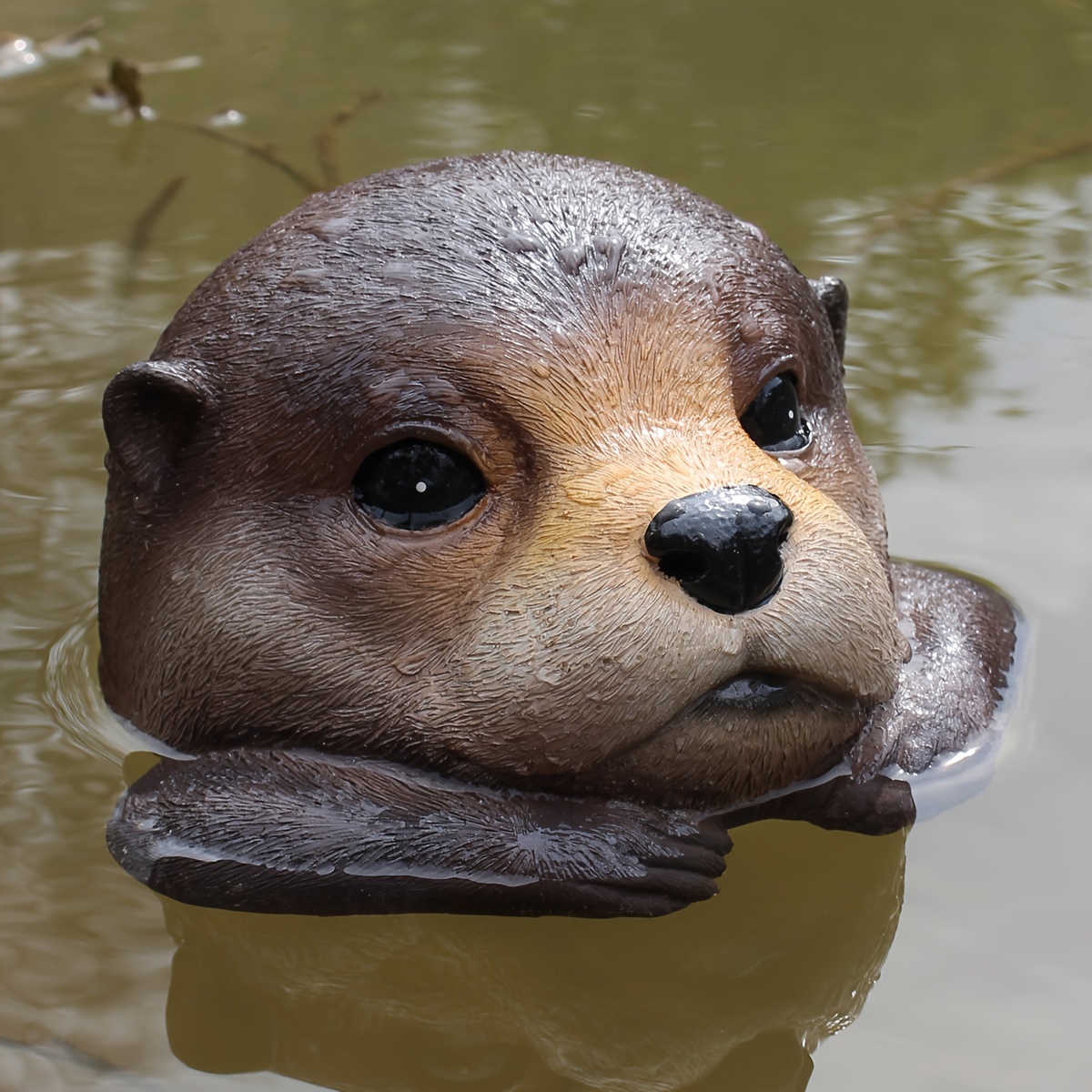 

1pc Floating Otter Head Resin Art, Waterproof Pond Float, Decorative Animal Sculpture (5.8"x6.1"x3.5"), Garden Lake Decor, Duck Deterrent, Artistic Resin Decor For Outdoor Use