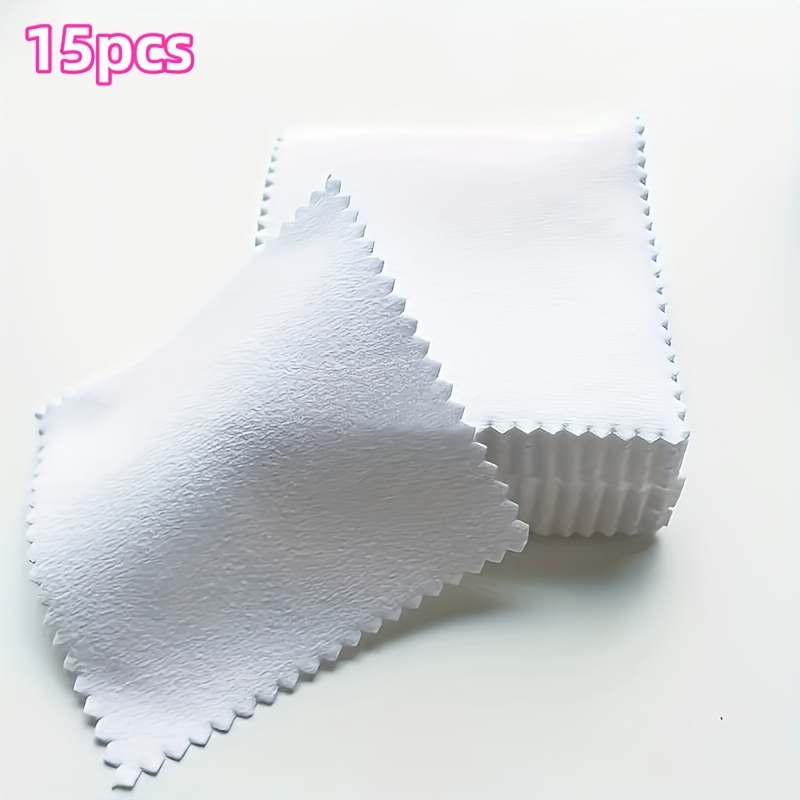 TEMU 15pcs Silvery Wiping Cloth Jewelry Maintenance Thickened Double Sided Velvet Golden Wiping Silvery Polishing Wiping Cloth Jewelry Cleaning