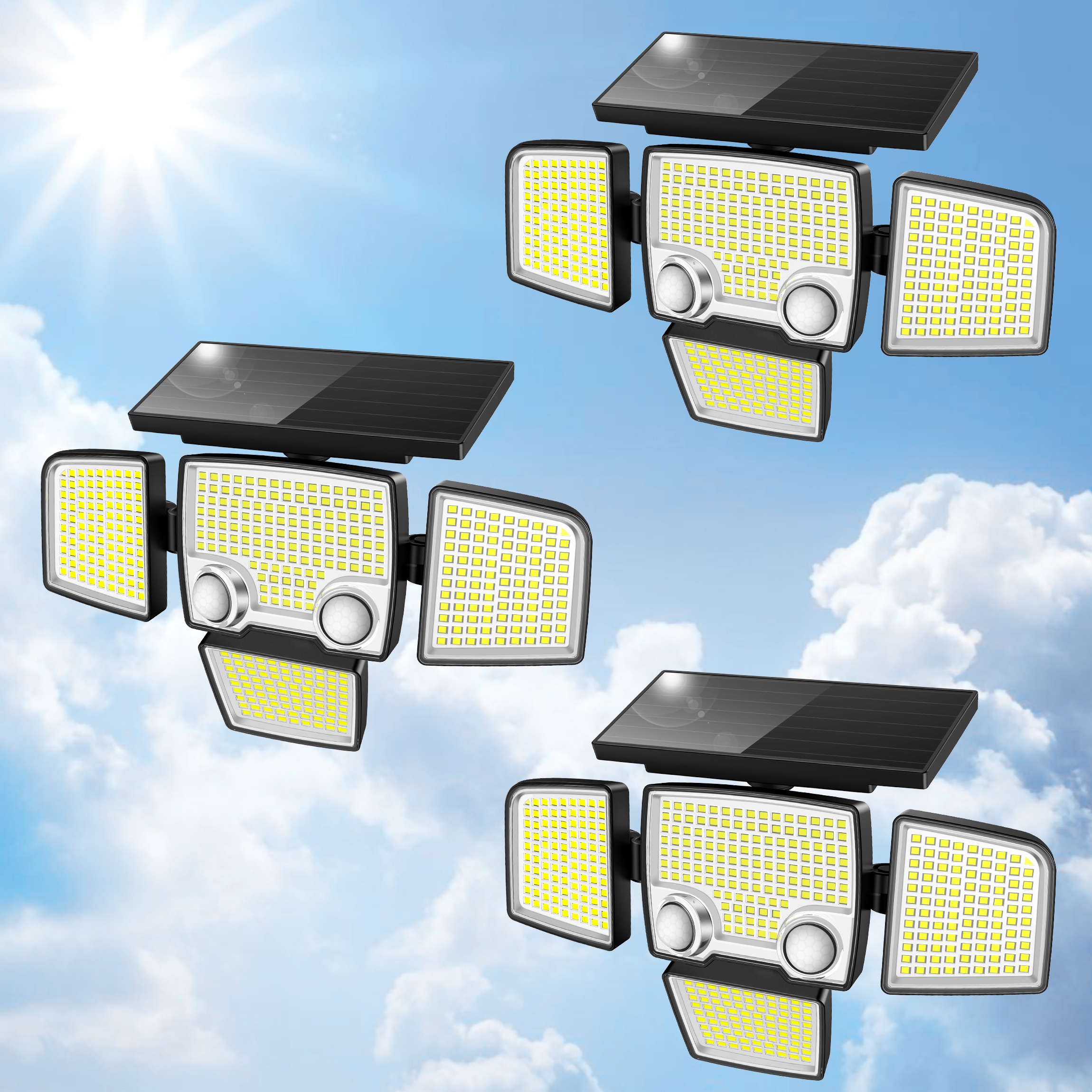 

Solar Lights Outdoor - 3000lm 423 Led Motion Sensor Lights Security Flood Lights For Patio Yard Garden