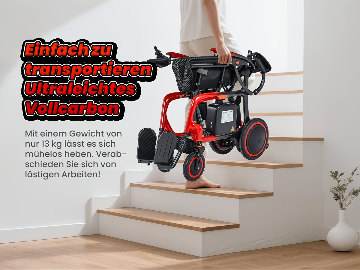 the 2026 foldable carbon fiber electric wheelchair weighs 13 75 kg has a   load of 120 kg and   with a 24ah battery 2 12 with a range of 48 km it   with a backpack dust cover and a double layer thickened anti   cushion Product details 5
