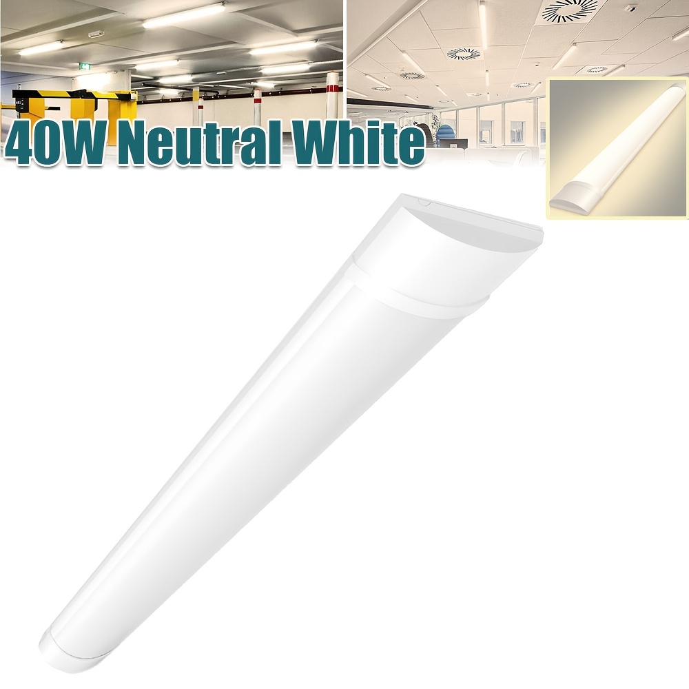 TEMU 4ft/115cm Led Batten Light, Ultra-thin Ceiling Surface Mounted Led Tube Lights, 40w Neutral White 4000k, Versatile Led Ceiling Light For Garage,