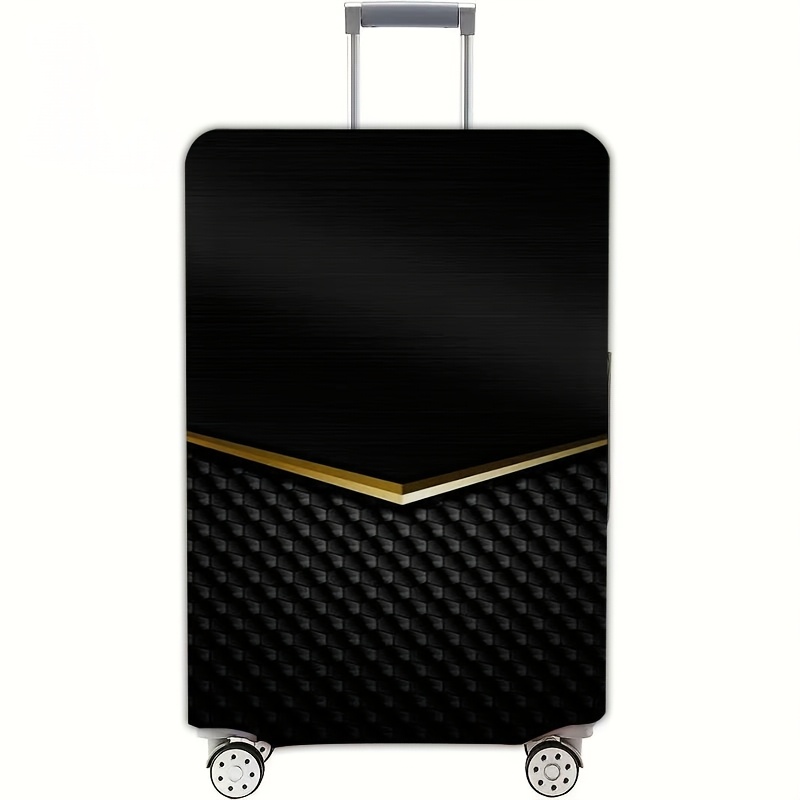 TEMU 1pc Black And Golden Geometric Pattern Luggage Cover, Luggage Protective Cover, Suitable For 18-32 Inch Suitcases Dust Cover, Travel Essential