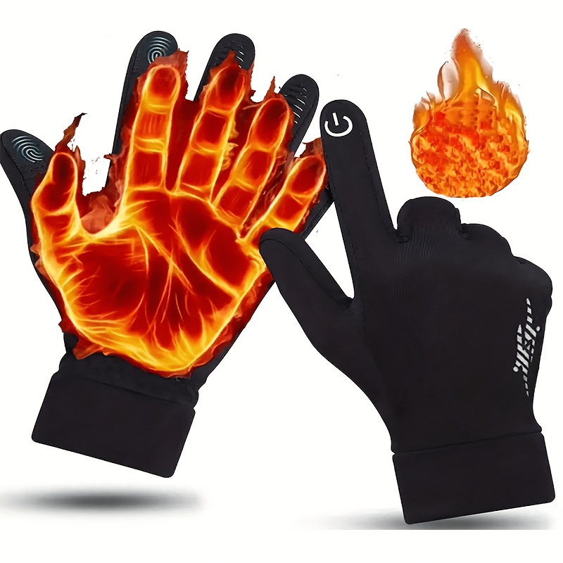 Image of 1 Pair Warm Gloves, Outdoor Sports Winter Touchscreen Gloves, Elastic Cuff, Hand , Suitable For Winter Outdoor Activities