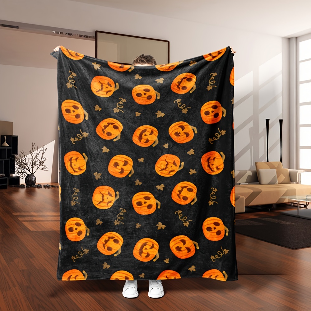 

Couverture en Flanelle Citrouille Confortable pour Halloween - Toutes Saisons, Hypoallergénique, Lavable en Machine - Parfaite pour Canapé, Lit, Bureau et Voyage