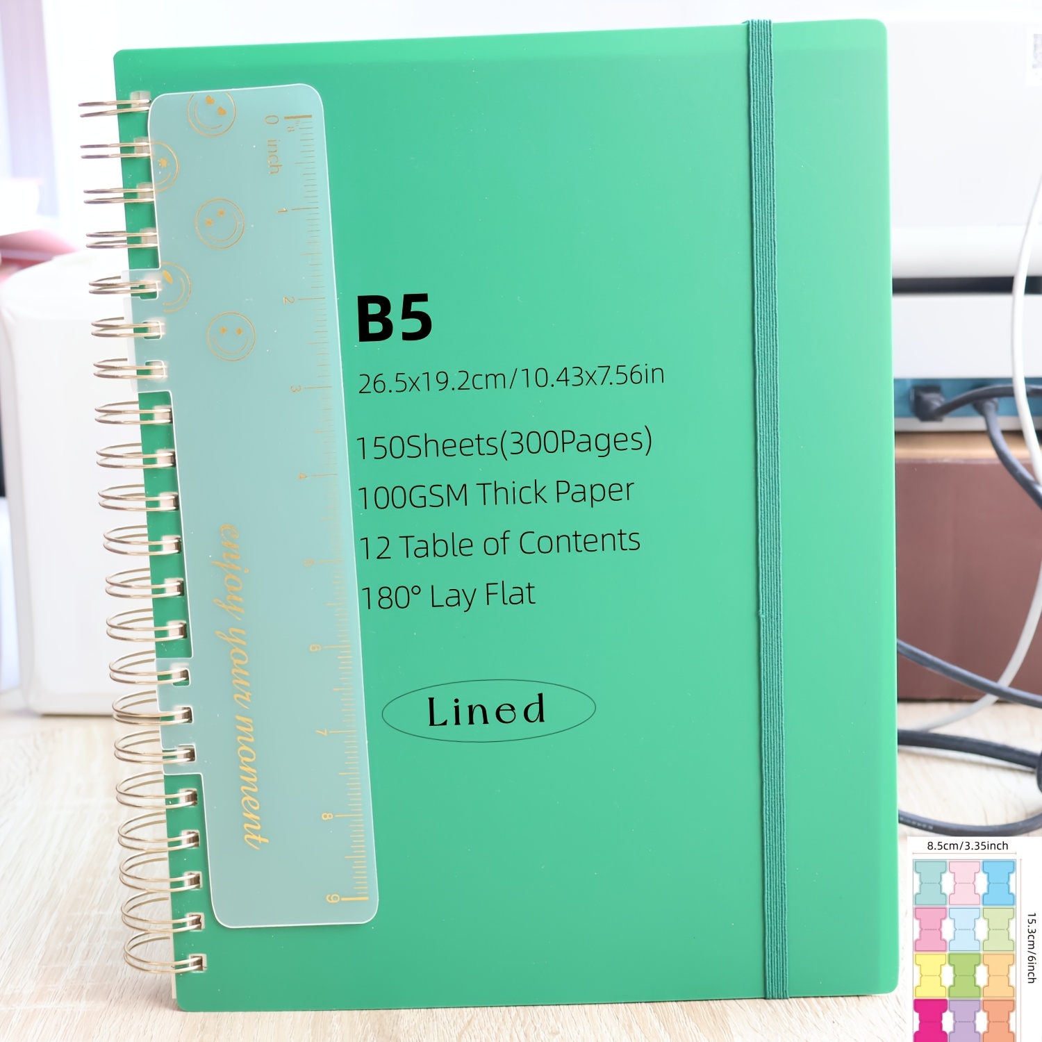 Image of B5 Spiral Lined Notebook, 300 Pages Hardcover Pvc Journal, 100 Gsm Thick , Notebooks For Women And Men, Perfect For Work, Office And School, 26.5 X 19.2 Cm