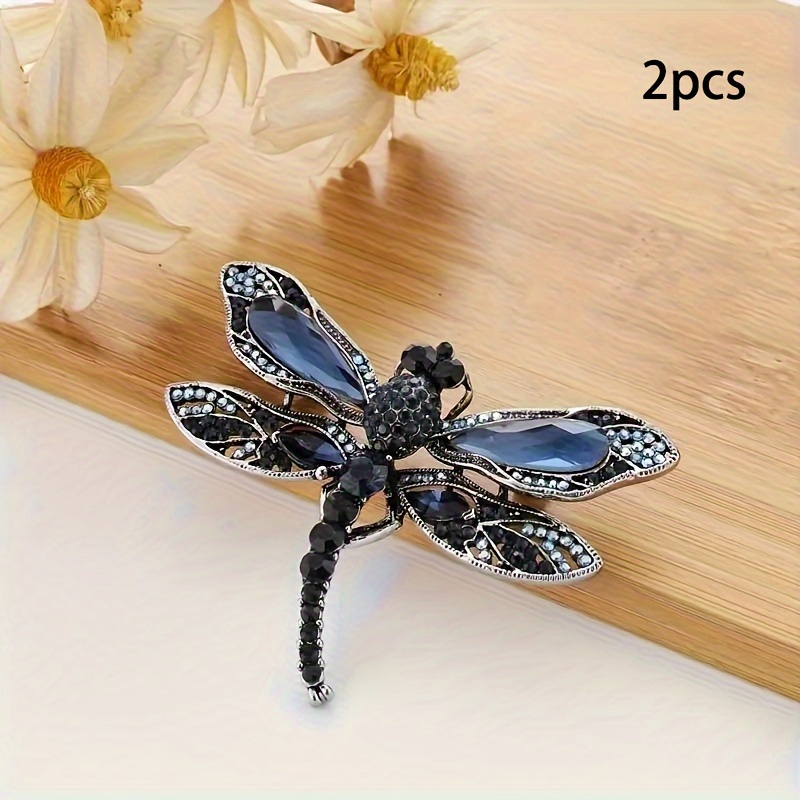 

2pcs Stunning Blue Crystal Dragonfly Brooches For Women And - Great For Scarves, Clothing And Accessories!