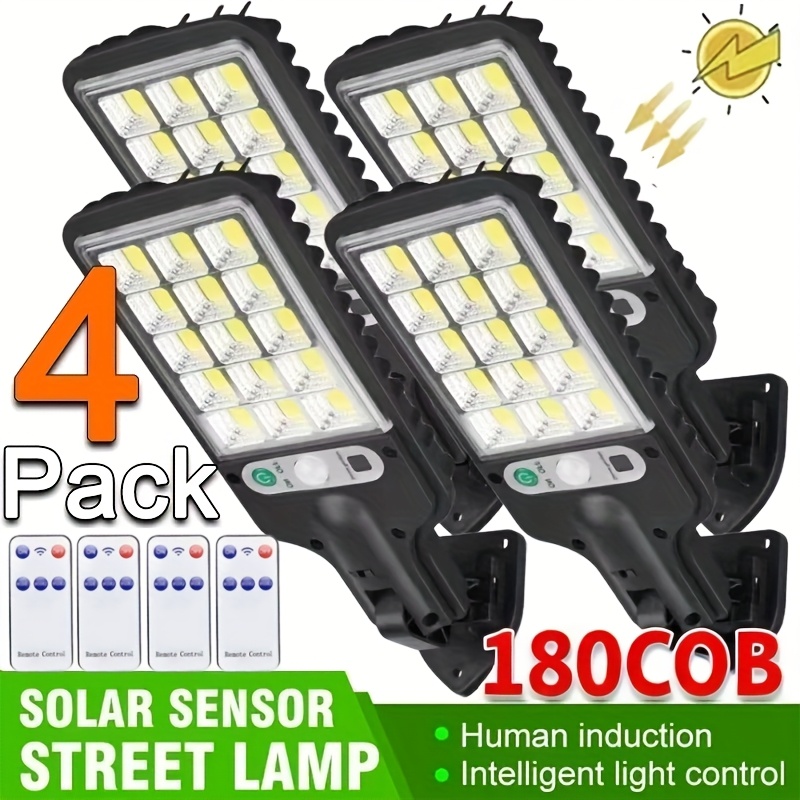 Image of Solar Lights Outdoor Pathway With Pir Motion Sensor, Solar Powered Fence Step Lights Ip65, 3 180 Cob, Solar Security Garden Lights For Yard Patio Outside 4/8pack