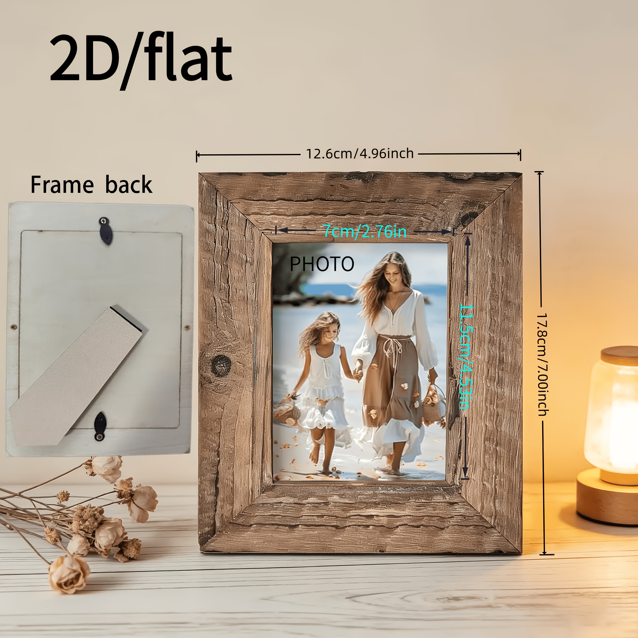 TEMU Wooden Vintage Photo Frame With Stand, Desktop Decorative Display Frame, Rustic Style Office And Home Decor, Christmas Gift, Thanksgiving Gift