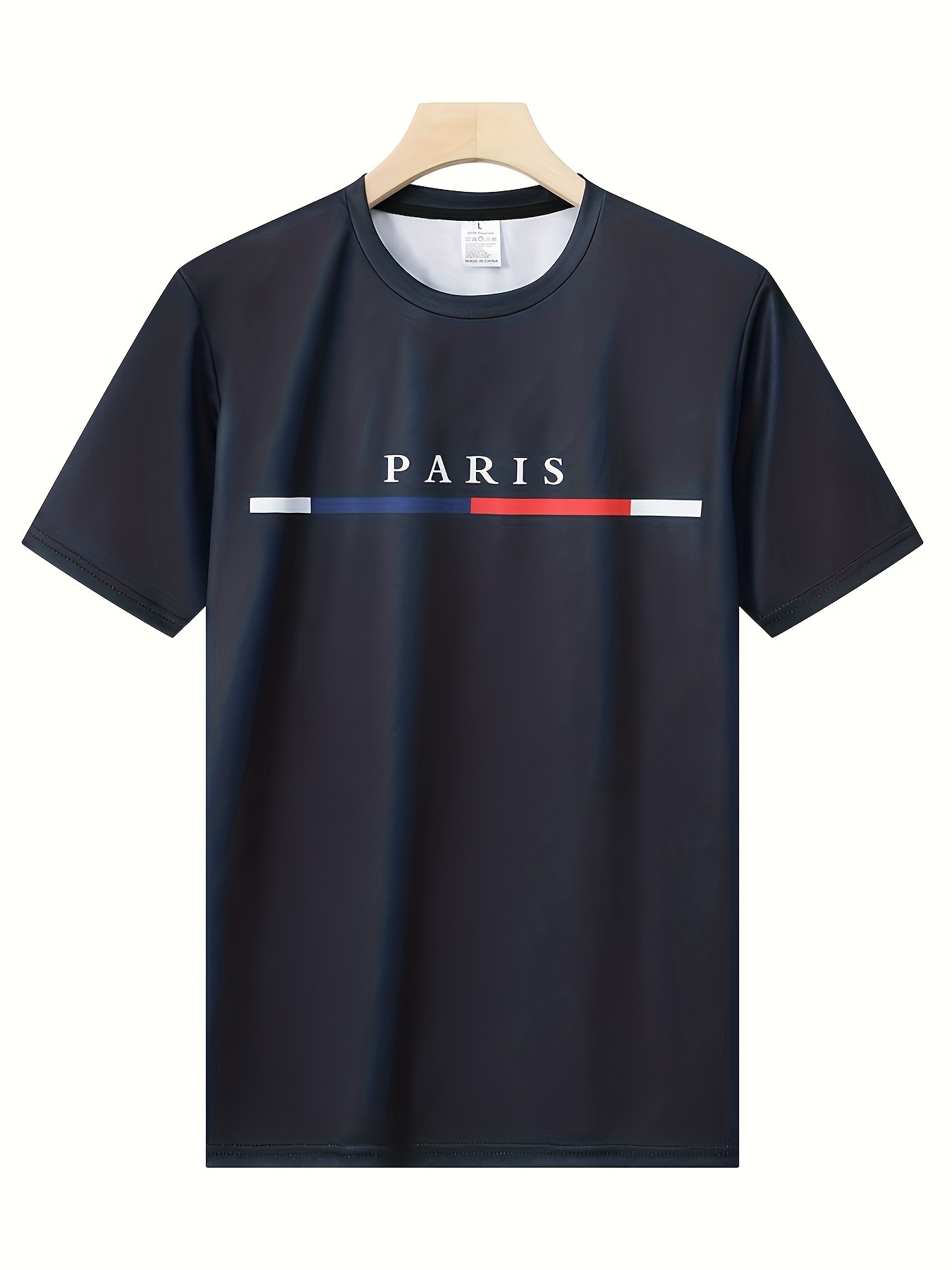 men's gradient color paris graphic print t shirt casual - Temu