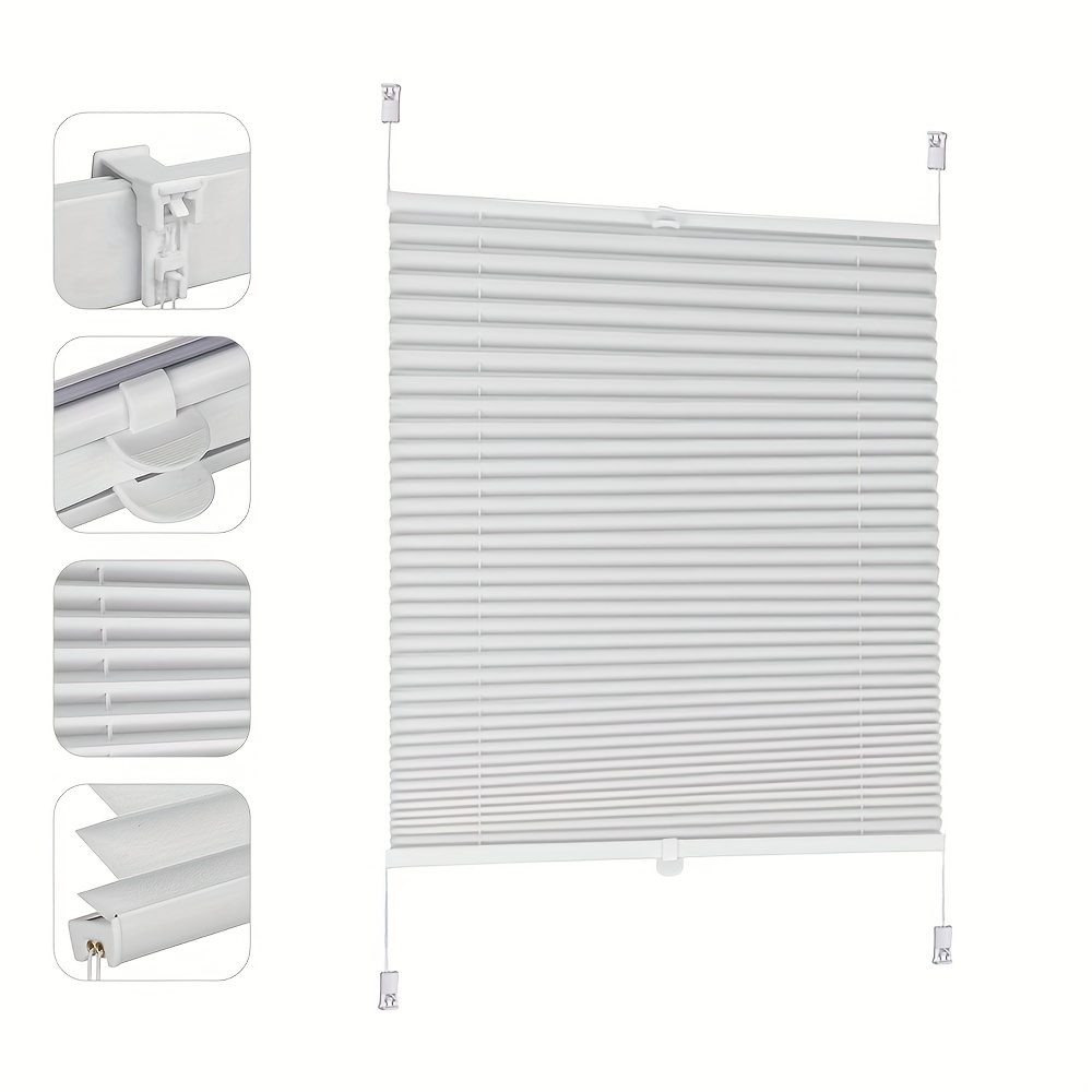 TEMU Sekey Pleated Blinds Without Drilling, Blackout Blinds, Window Pleated Blinds, Clamp-on Blinds, Tensioned Opaque Sun Protection Window Blinds