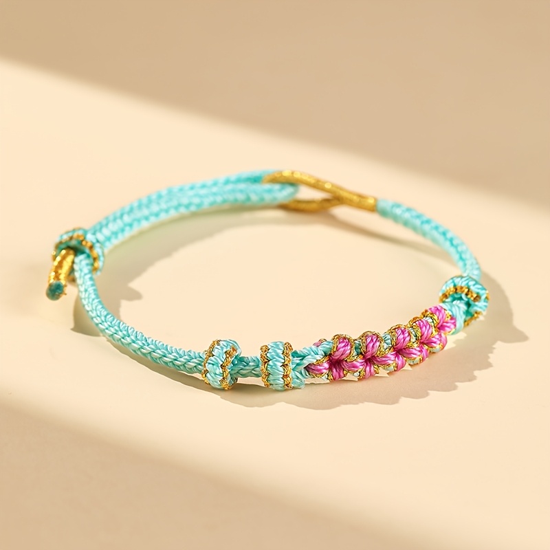Hand-woven Adjustable Peach Knot Bracelet - Diy Suitable For Daily Wear, Gift For Wealth & , Chinese New Year, Valentine' Day, Mardi Gras, Parties, Festive Occasions, Luck